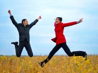 Эмоции молодоженов после полета на воздушном шаре