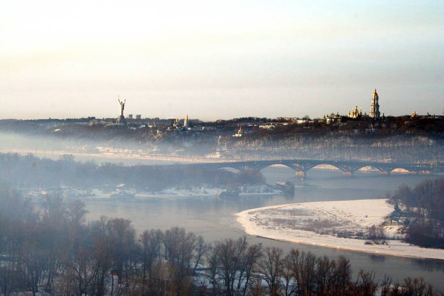 Зимний полет на воздушном шаре над Киевом